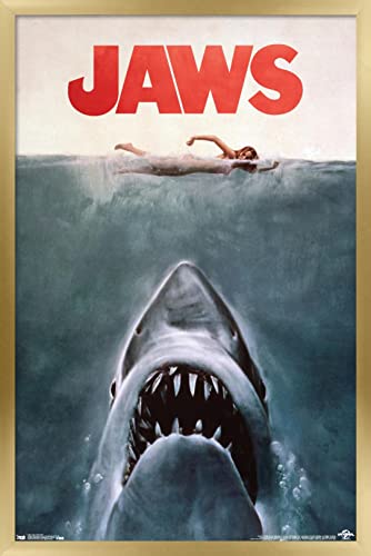 Jaws - One Sheet Wall Poster, 14.725" x 22.375", Gold Framed Version