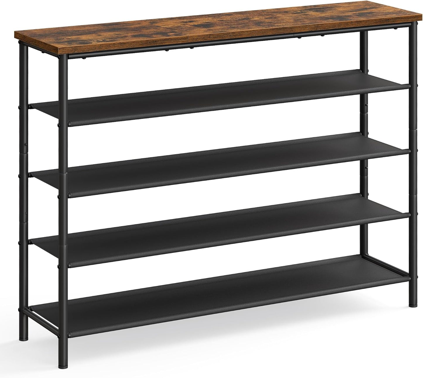 Shoe Rack, 5-Tier Shoe Storage Organizer for Entryway and Closet, Holds 20-24 Pairs of Shoes, 4 Fabric Shelves, Steel Frame, Industrial, Rustic Brown and Black ULBS136B01