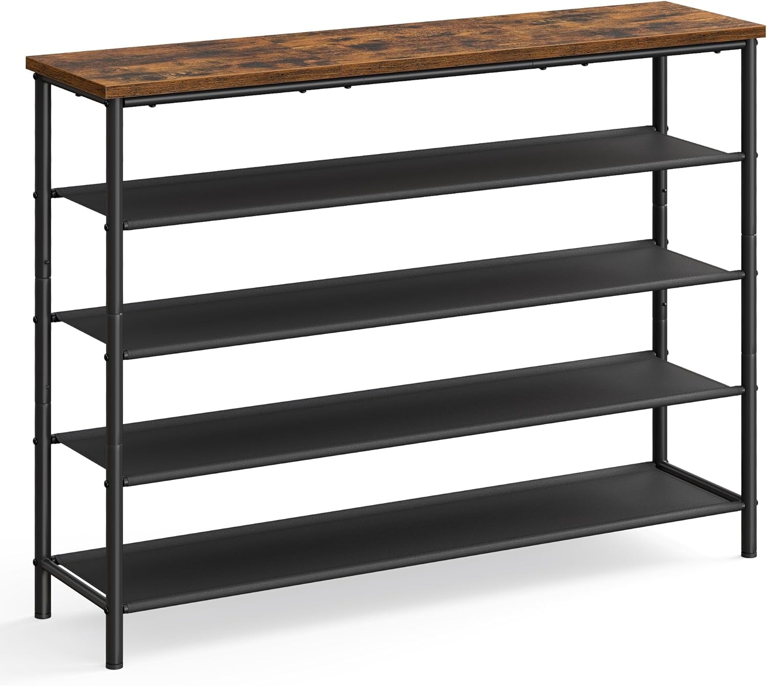 Shoe Rack, 5-Tier Shoe Storage Organizer for Entryway and Closet, Holds 20-24 Pairs of Shoes, 4 Fabric Shelves, Steel Frame, Industrial, Rustic Brown and Black ULBS136B01