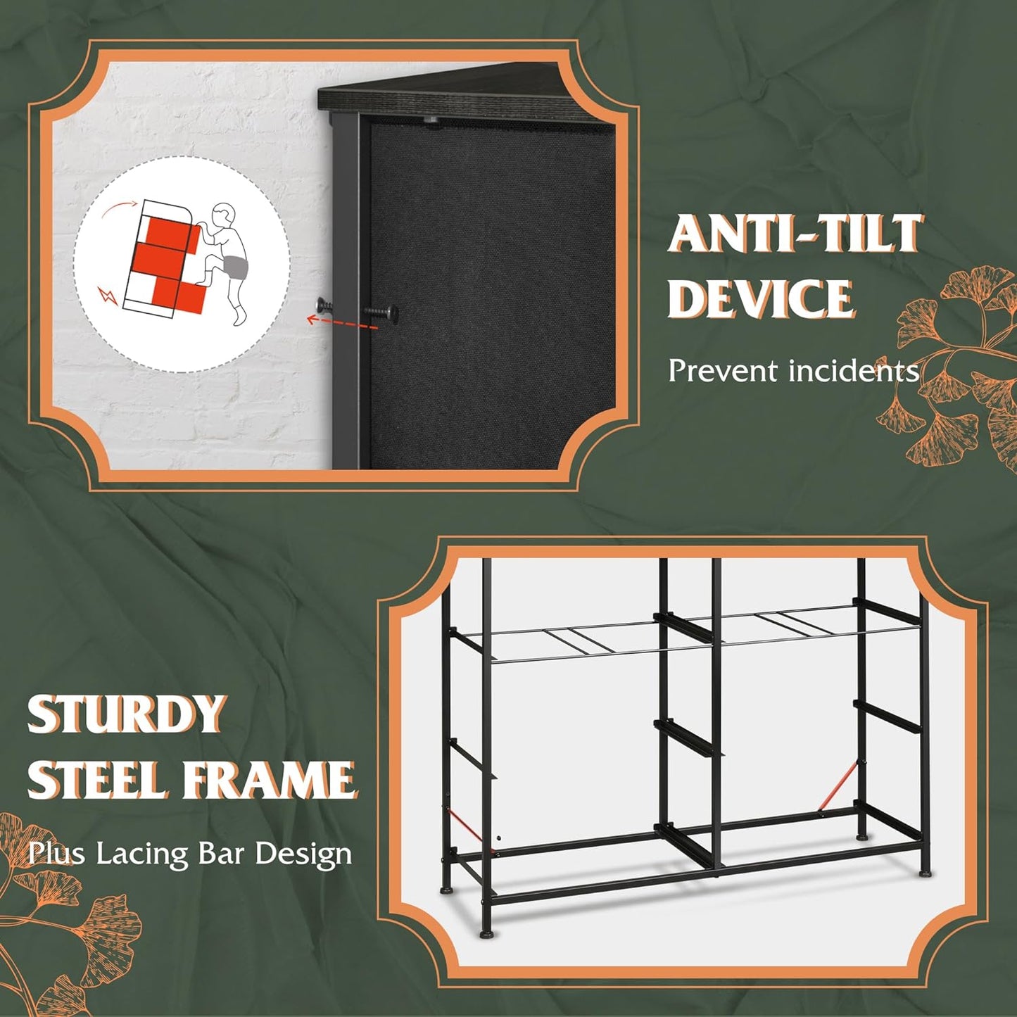 Dresser for Bedroom with 8 Drawers, Wide Fabric Dresser for Storage and Organization, Bedroom Dressers, Chest of Drawers for Living Room, Closet, Hallway, Charcoal Black Wood Grain Print