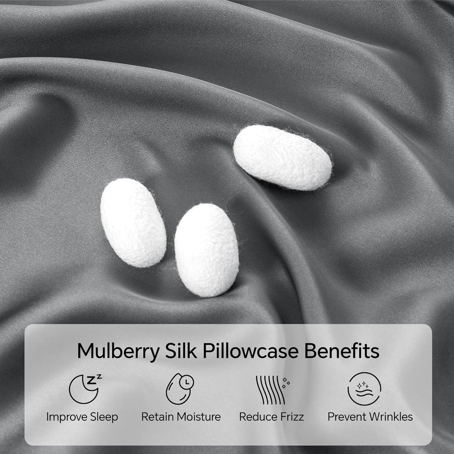 Mulberry Silk Pillow Case King Size, Silk Pillowcase with Hidden Zipper 20"X36", Extraordinary Smooth and Soft Pillow Cases for Hair and Skin(Dark Grey, 1 Pack)