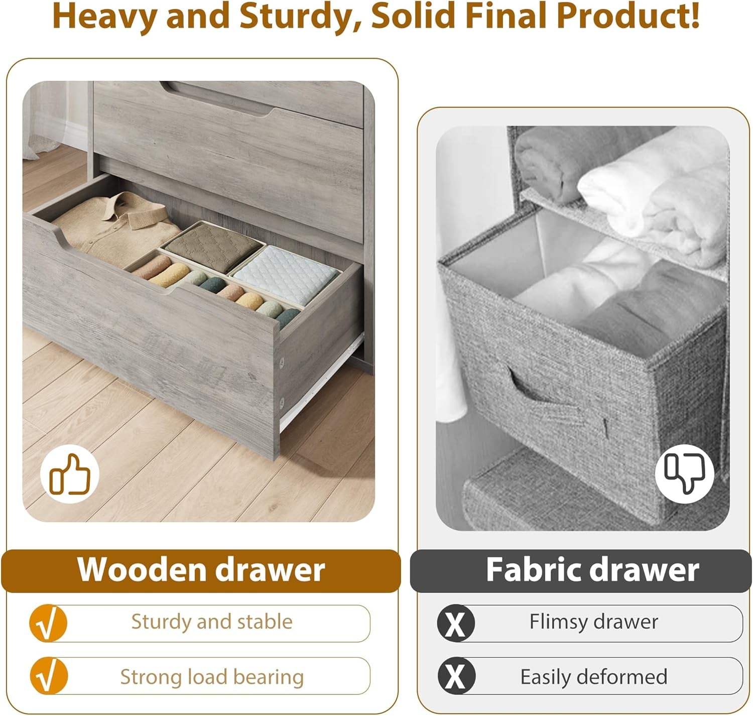 5 Dresser for Bedroom, 50.5" Tall Dresser, Freestanding Vertical Drawer with Storage, Wooden Closet Chest Storage for Living Room, Hallway, Entryway, Ash Grey