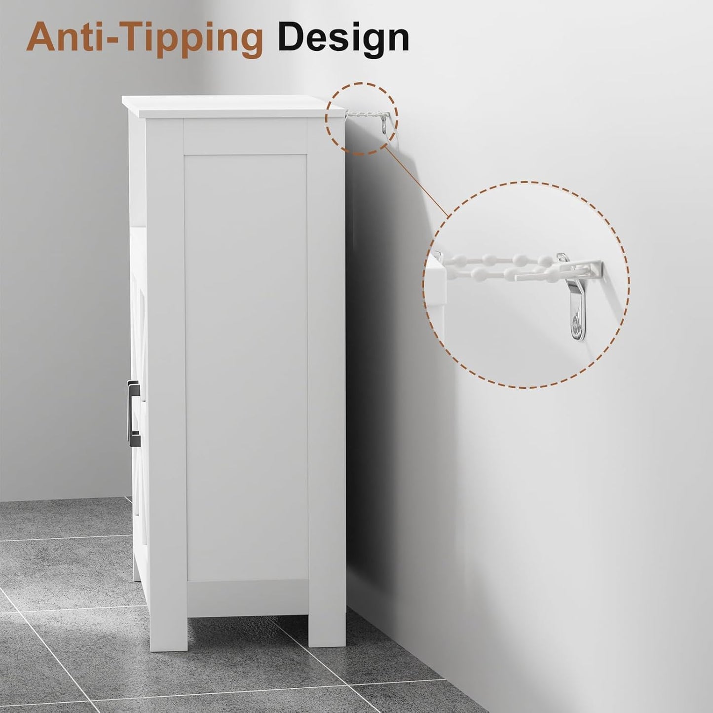 Bathroom Storage Cabinet, Freestanding Bathroom Floor Cabinet with Adjustable Shelf, Small Cabinet for Kitchen/Living Room/Laundry Room, 11.8 X 23.6 X 31.5 Inches, White