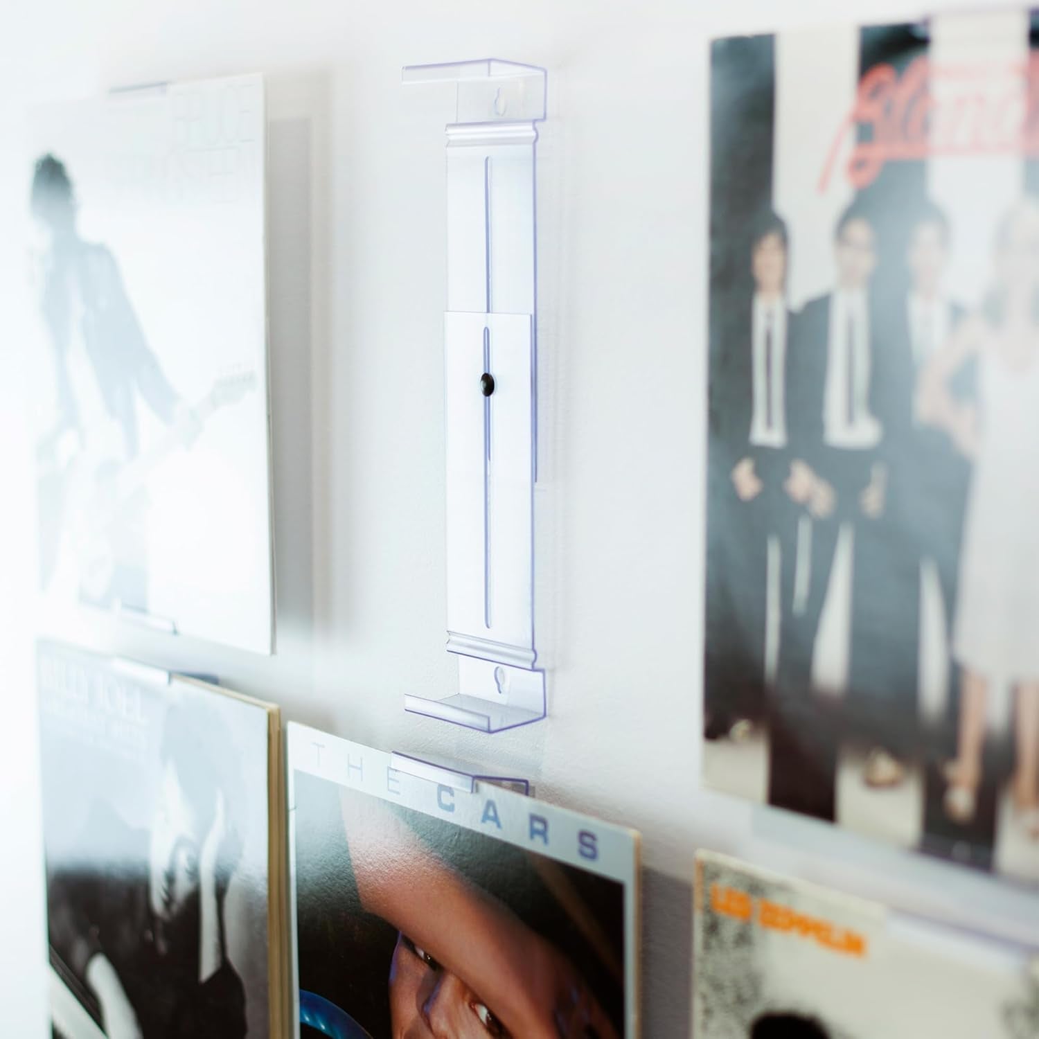 Album Mount 5 Pack Wall Mount Album Frame Brackets or Shelf Stand, Adjustable, Clear to Display Vinyl Records