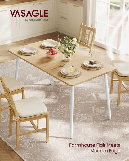 Dining Table, Dining Room Table for 4-6 People, Modern Farmhouse, for Kitchen, Quick Assembly, Heat-Resistant Surface, 29.5 X 55.1 X 29.5 Inches, Golden Oak and Cloud White UKDT100N01V2