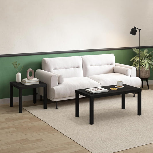 CLASSIC Coffee Table, Modern Rectangle Coffee Table with Triple Thick Tabletop, Side Table for Living Room, Home Office, Black