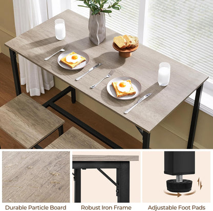 3 Piece Dining Table Set, 47.5" Industrial Pub Table Set, Counter Height Kitchen Table with Bar Stools Set of 2, for Small Space, Apartment