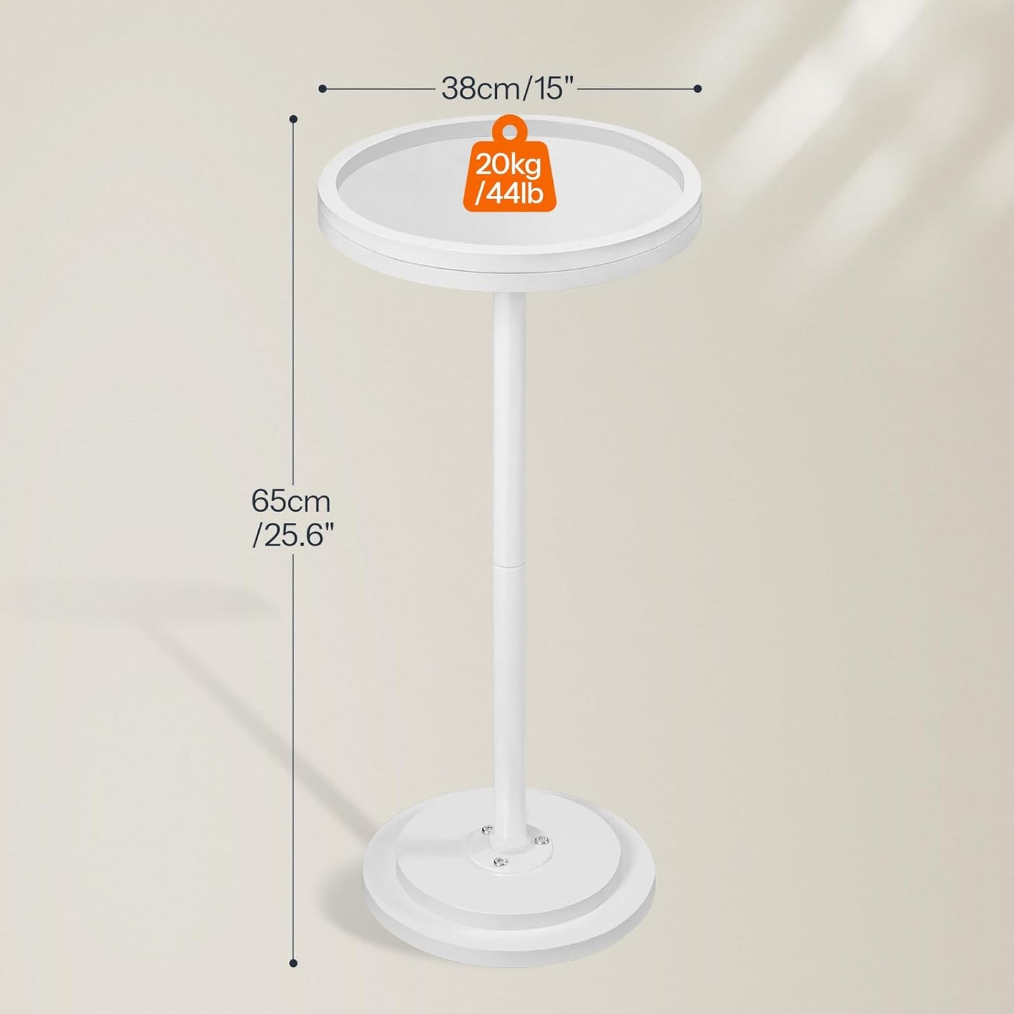 Small round Side Tables, Set of 2, Drink Tables, Coffee Martini Tables with Pedestal Accent for Small Spaces in Living Room, Bedroom, Sofa Couch, White WW168BZP201