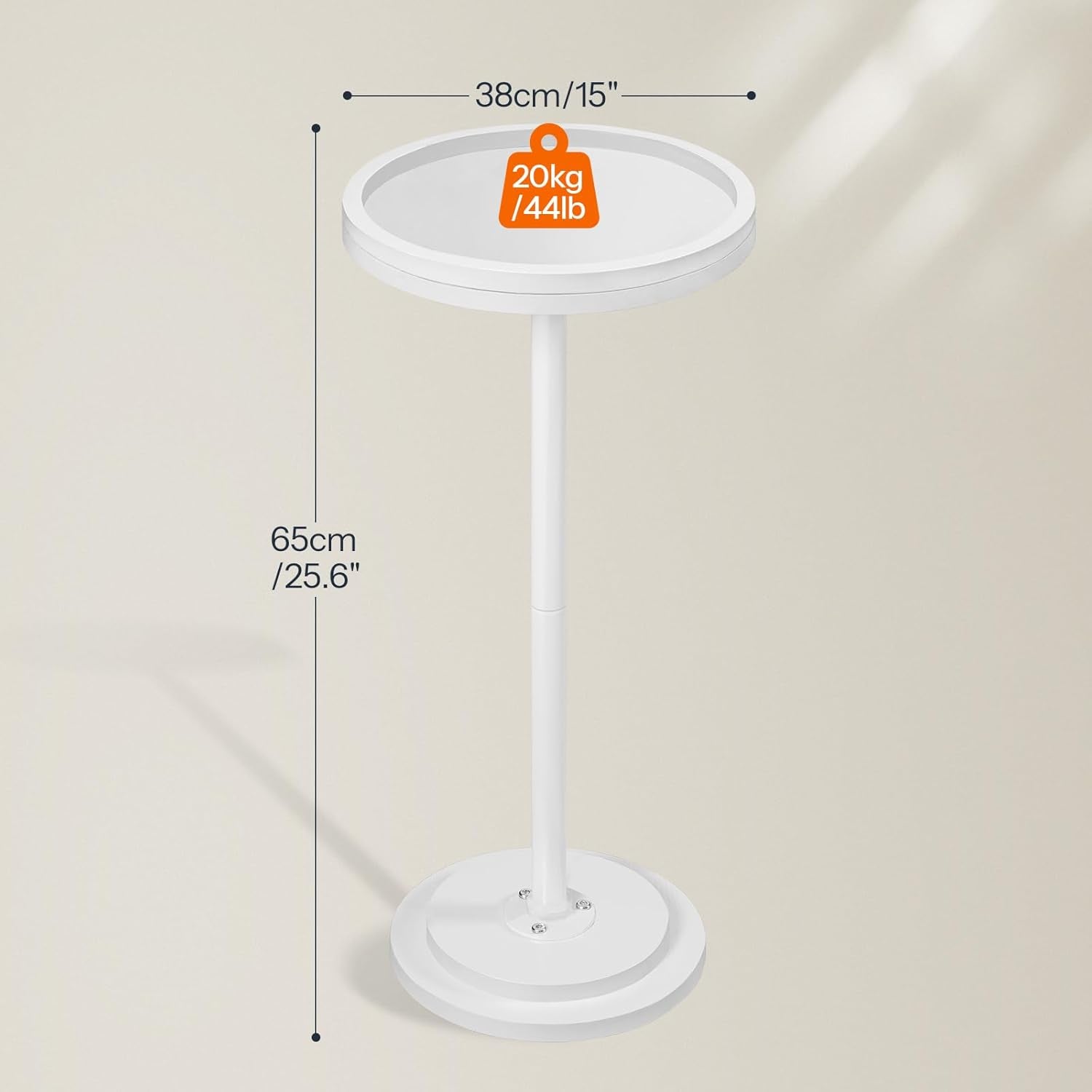 Small round Side Tables, Set of 2, Drink Tables, Coffee Martini Tables with Pedestal Accent for Small Spaces in Living Room, Bedroom, Sofa Couch, White WW168BZP201