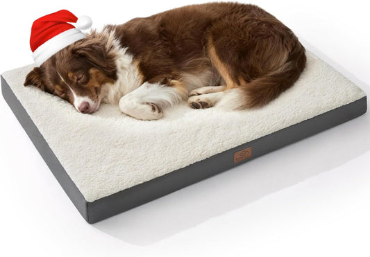 Dog Beds Large Sized Dog - Comfy Flat Pet Beds with Removable Washable Cover, Orthopedic Egg Crate Foam Puppy Mat, Suitable for Pet up to 65 Lbs