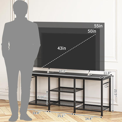 TV Stand for Living Room Entertainment Center for 55 Inch Tvs, TV Media Console Table Television Stands for Bedroom, Black