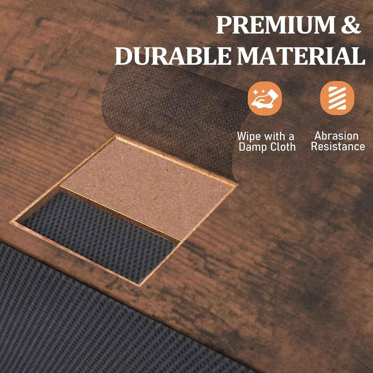 Fabric Dresser for Bedroom, Tall Skinny Dresser with 6 Drawers, Storage Organizer Tower, Steel Frame Wooden Top for Closet, Living Room, Hallway(Rustic Brown)