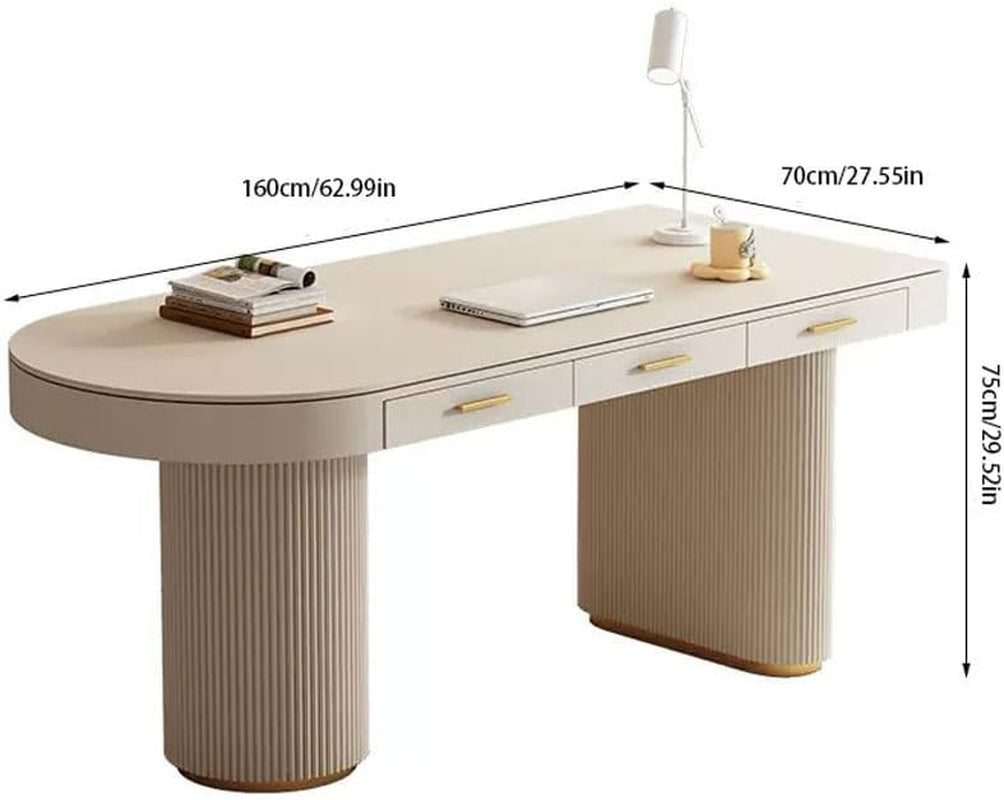 Desks Cream Slate Desk Modern Minimalist Computer with Storage Desktop Bedroom Home Office Craft Table(160Cm)