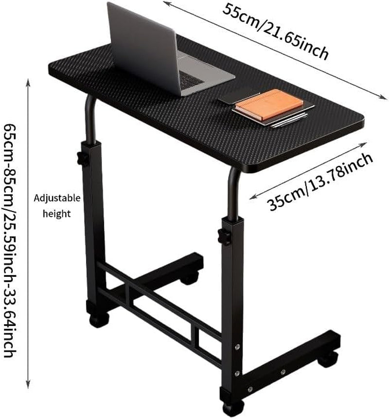 Mobile Height-Adjustable Computer Desk with Wheels, Movable Standing Desk, Height Adjustable, Suitable for Sofas, C-Shaped TV Tray Tables, and Laptop Trolley. (Cloth Color)