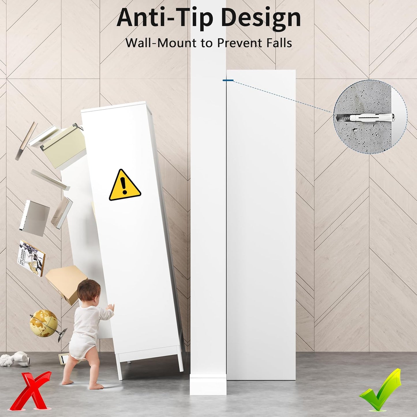 71" Kitchen Pantry Storage Cabinet,White Tall Storage Cabinet with Doors and 4 Shelves,Metal Food Pantry Cabinets for Kitchen Storage,Freestanding Cupboard for Dining Living Room,Assemble Required