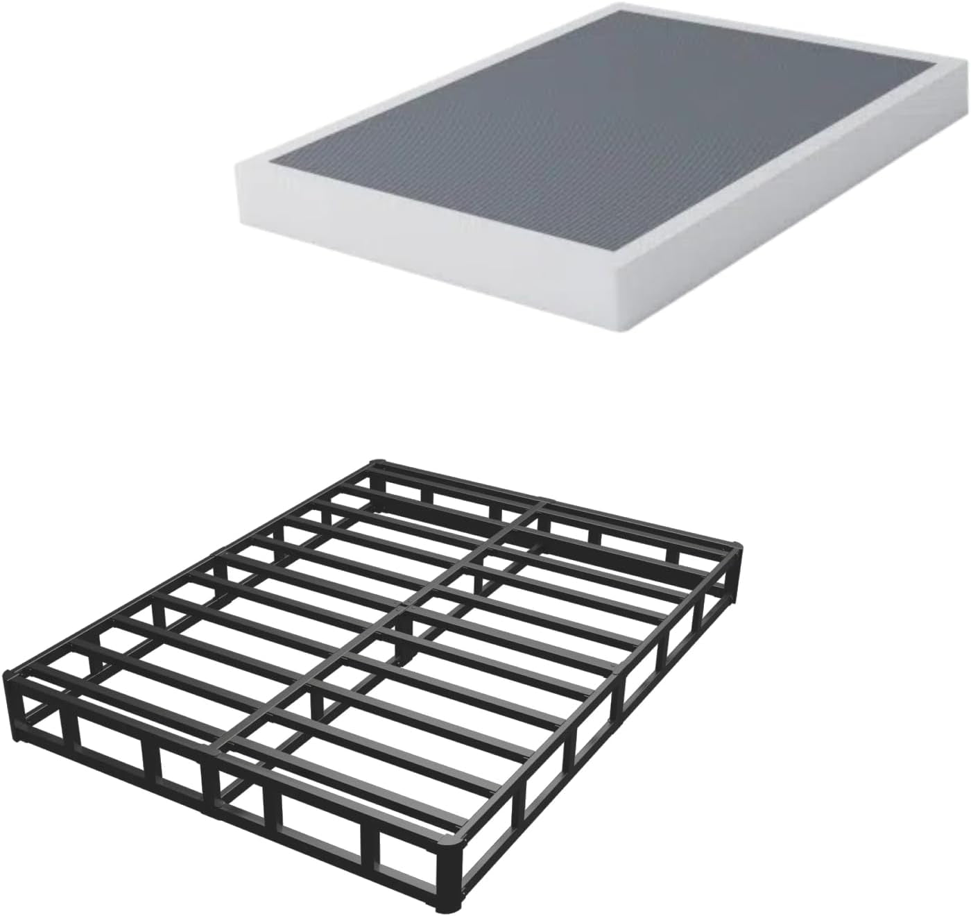 7 Inch Heavy Duty Metal Box Spring Mattress Foundation 3000Lbs Max Weight Capacity/Non-Slip/No Noise/Easy Assembly/Easy Clean Cover,King