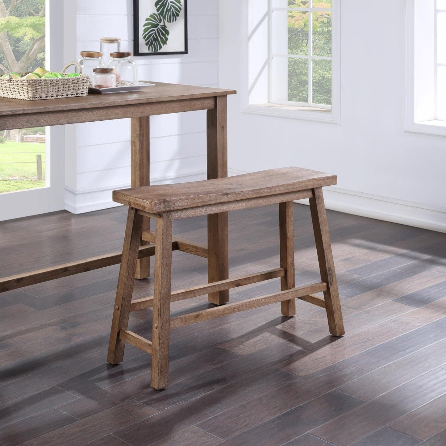 Sonoma Saddle Bench, 24-Inch, Barnwood Wire-Brush, Model:75025