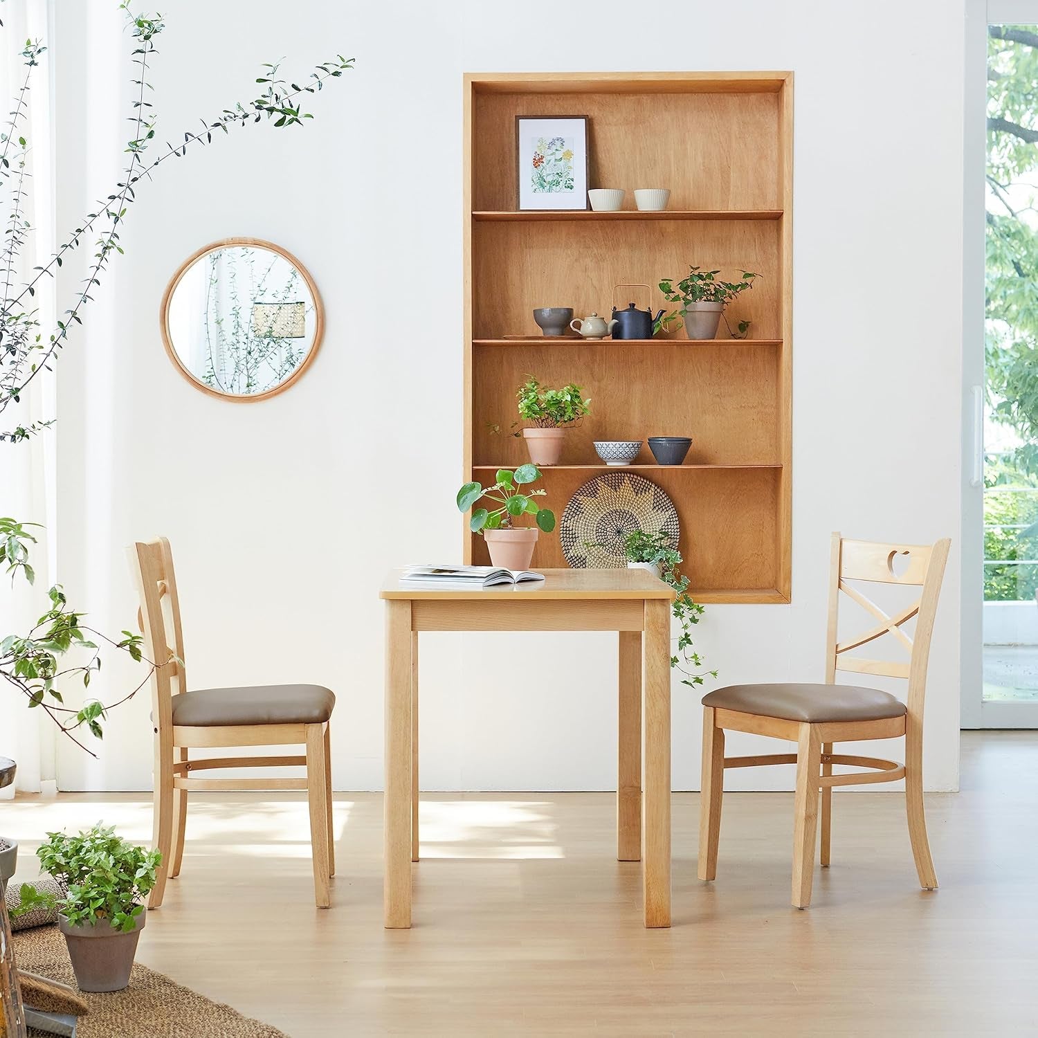 Cabin 33.5" Wooden Dining Table/Small Rectangular Modern Farmhouse Solid Wood Kitchen Table Desk (Natural)