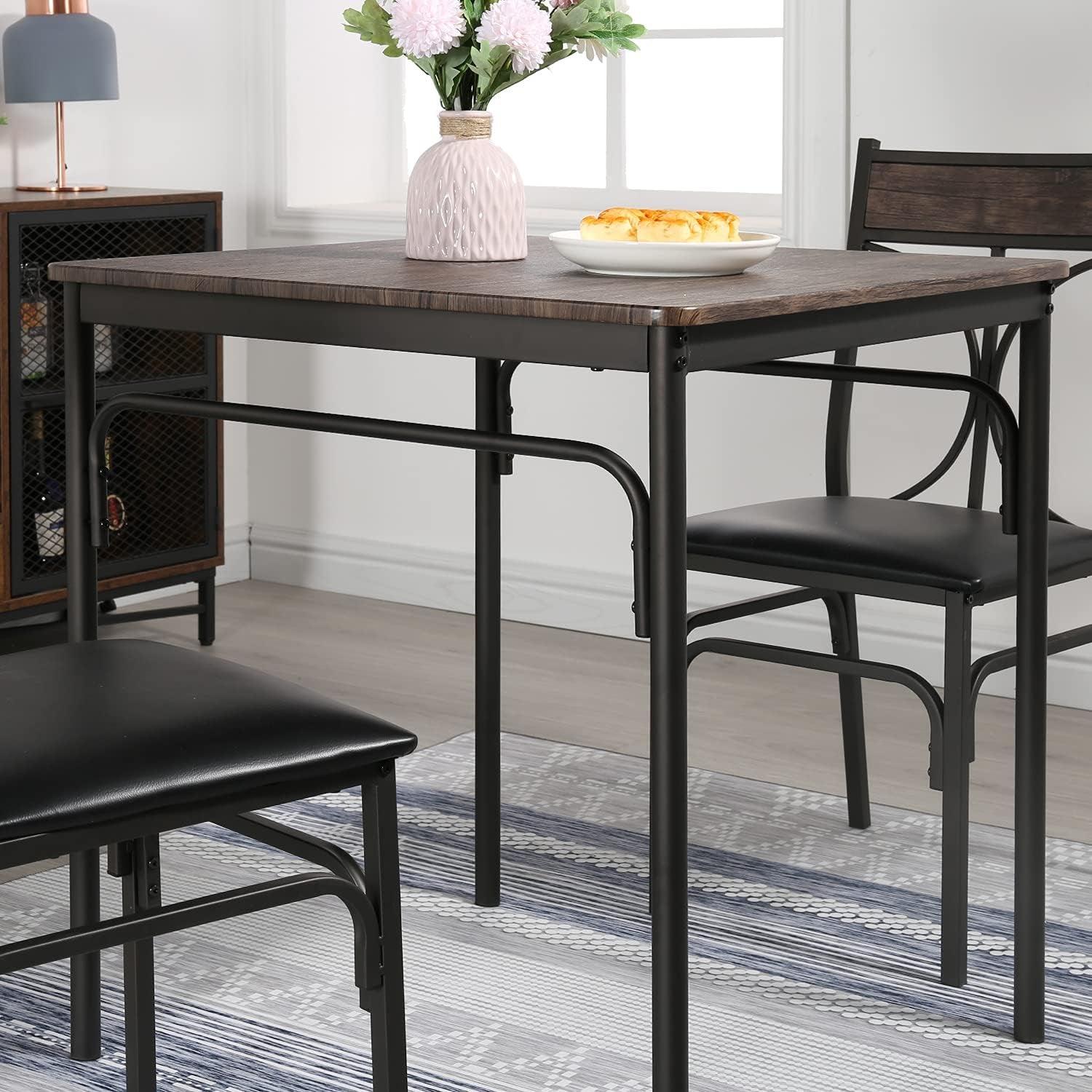Kitchen Dining Room Table Set with 2 Chairs for Small Space, Apartment,Metal Steel Frame