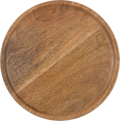 Xyler round Wood and Metal Drink Table, 10 X 10 X 24, Natural Brown Wood and Black, Transitional Plant Pedestal Table for Storage and Display