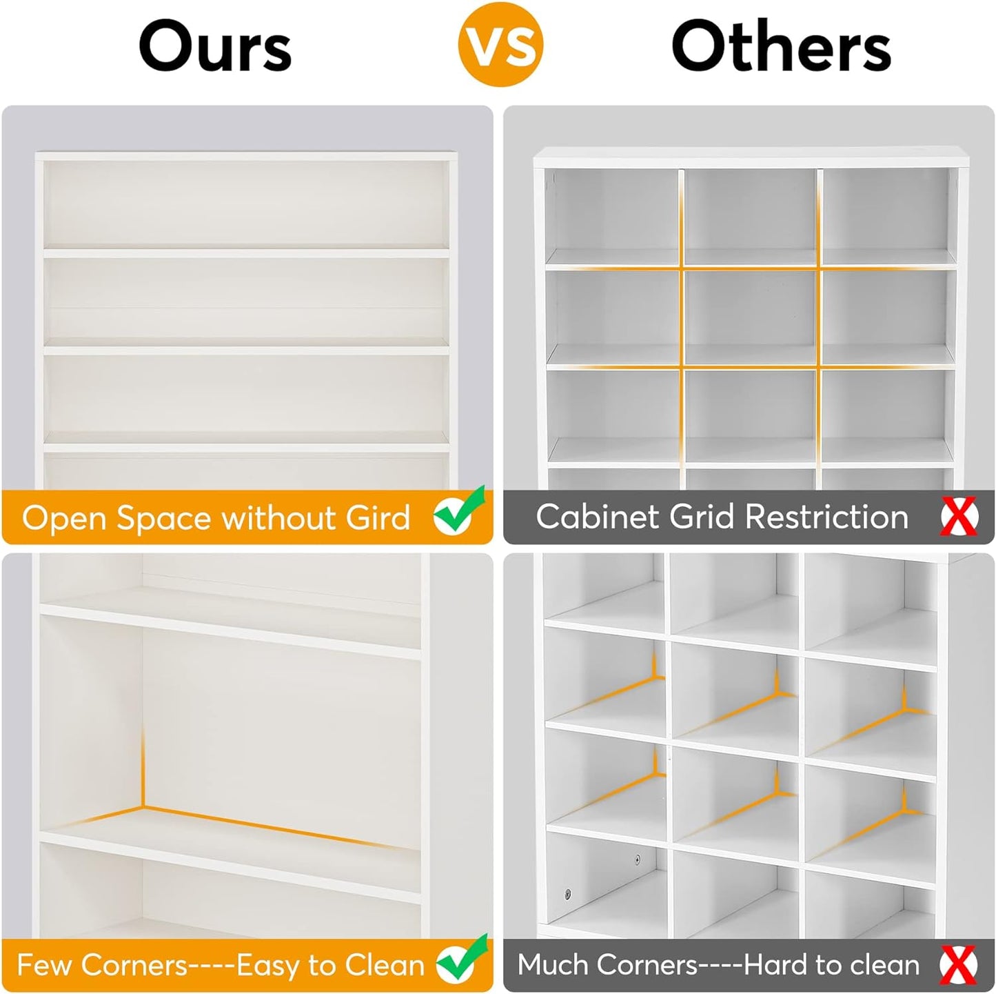 Shoe Cabinet, 9 Tiers 40-45 Pairs Heavy Duty Wood Freestanding Shoe Storage Cabinet, 70.8'' Tall Shoe Cabinet with Open Storage for Entryway, White