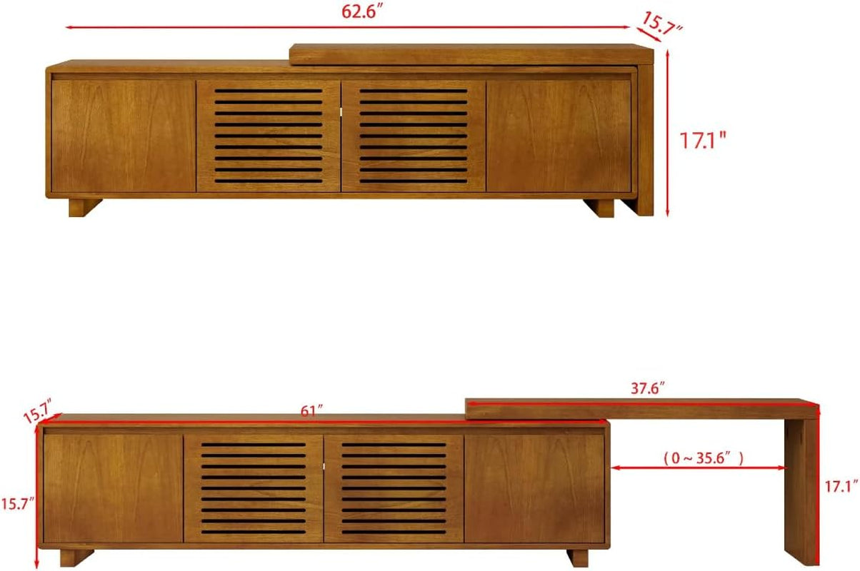 Mid Century Modern TV Stand,Extendable Entertainment Center for 65/70/75/80 Inch Tv,Media Console for Living Room&Bedroom, Walnut