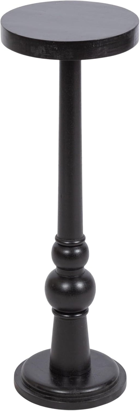 Wegner Traditional Wooden round Drink Table, 8 X 23, Black, Elegant and Durable Pedestal Table for Use as Small Drink Table, Plant Stand, or Decorative Item Display