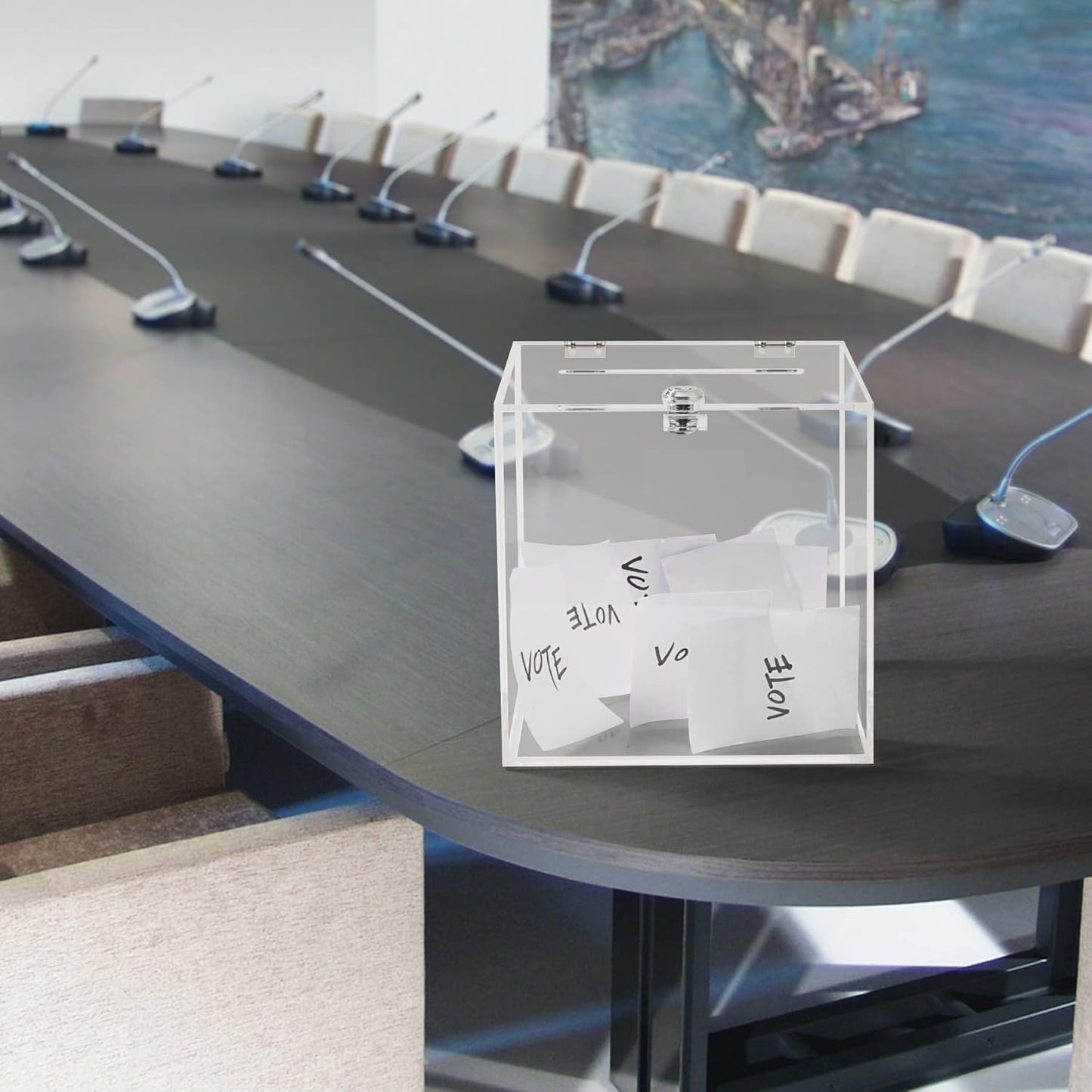 Acrylic Donation Box 10X10X10 Inches, Ballot Suggestion Box Money Storage Container for Voting, Charity, Ballot, Contest, Suggestions