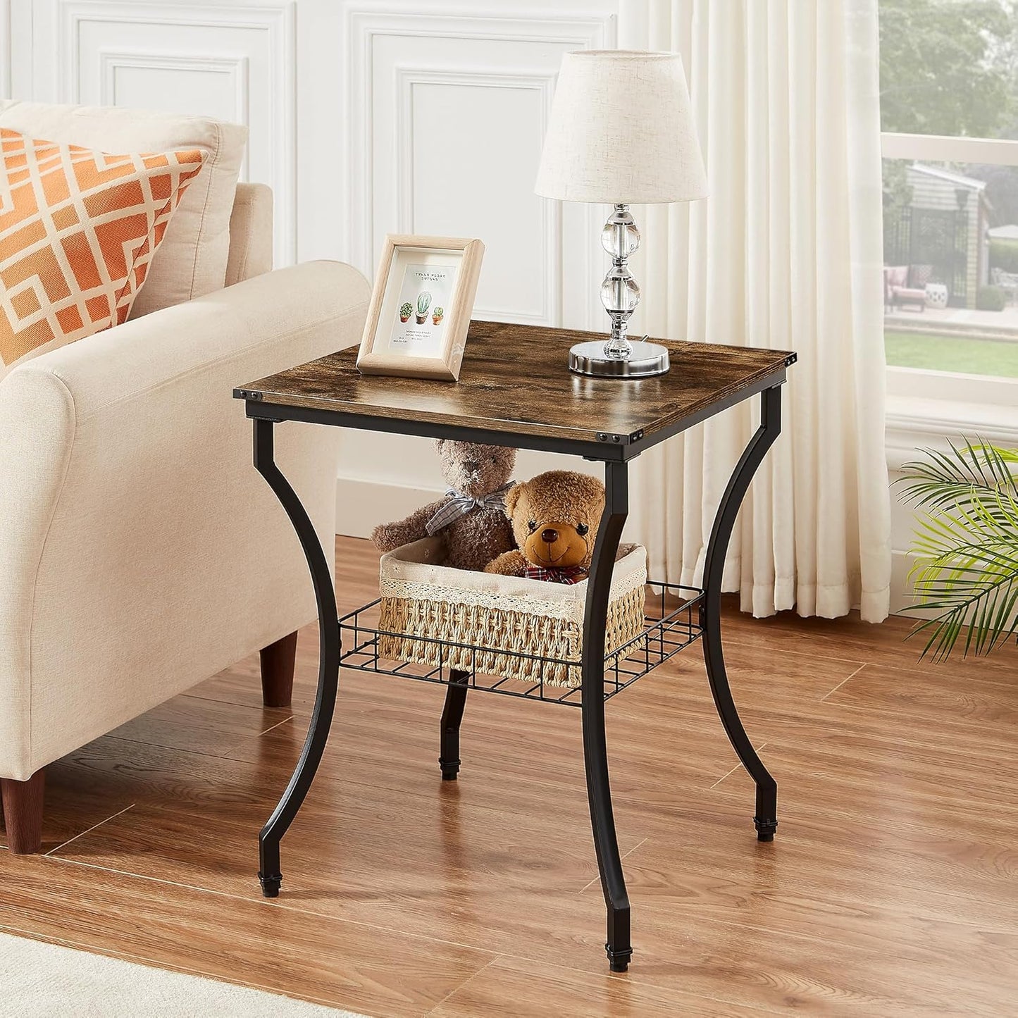 3 Pieces Living Room Table Sets, Coffee and End Tables with Open Storage Shelves for Apartment, Home Office, Small Space, Easy Assembly, Brown