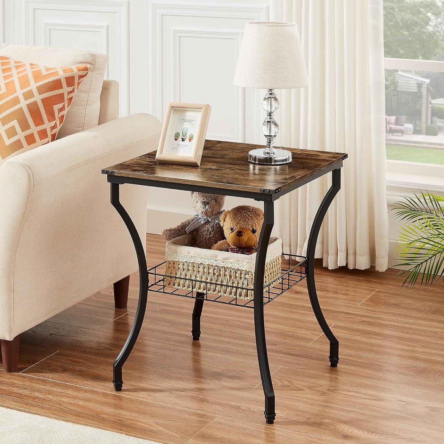 3 Pieces Living Room Table Sets, Coffee and End Tables with Open Storage Shelves for Apartment, Home Office, Small Space, Easy Assembly, Brown