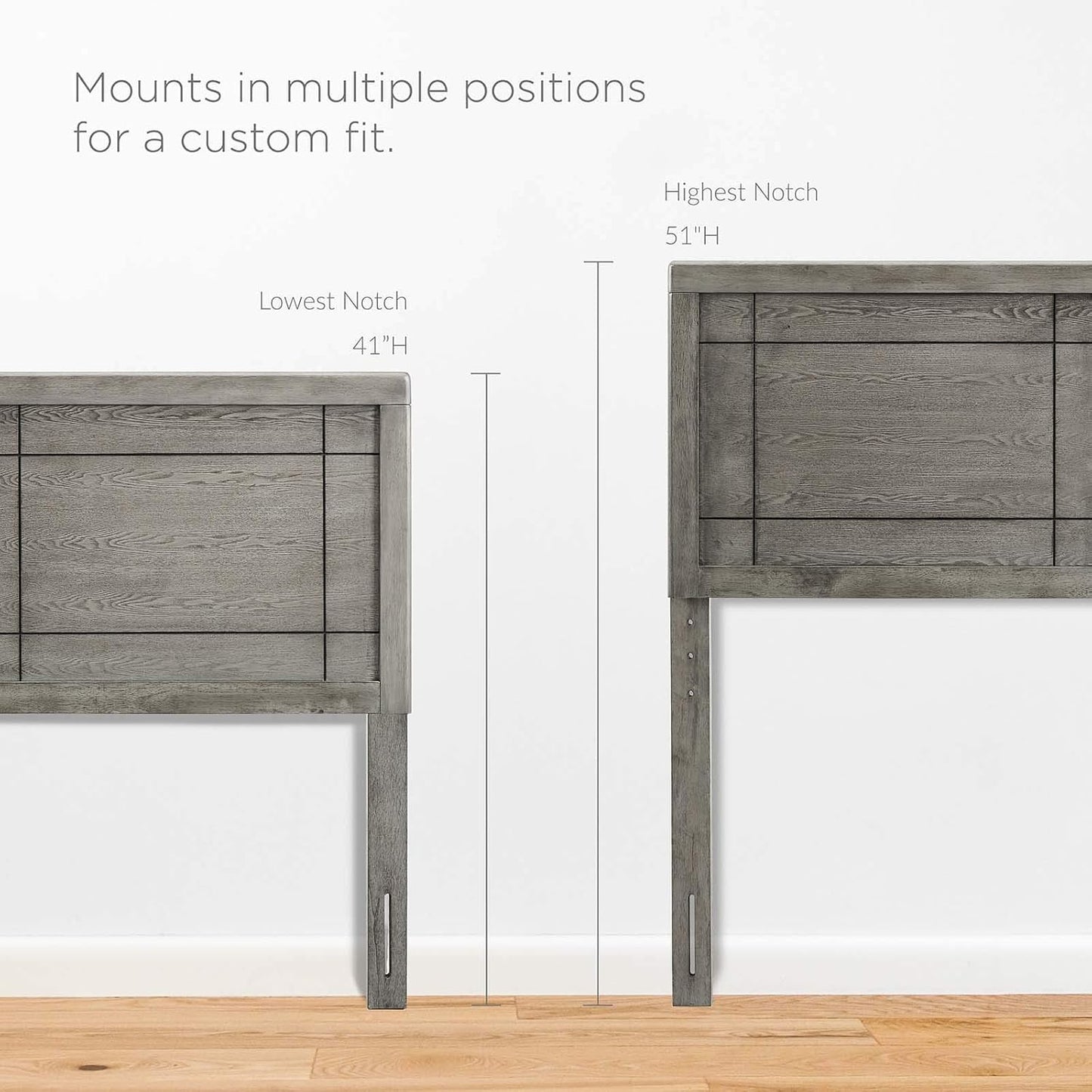 MOD-6221-GRY Archie Full Wood Headboard, Gray