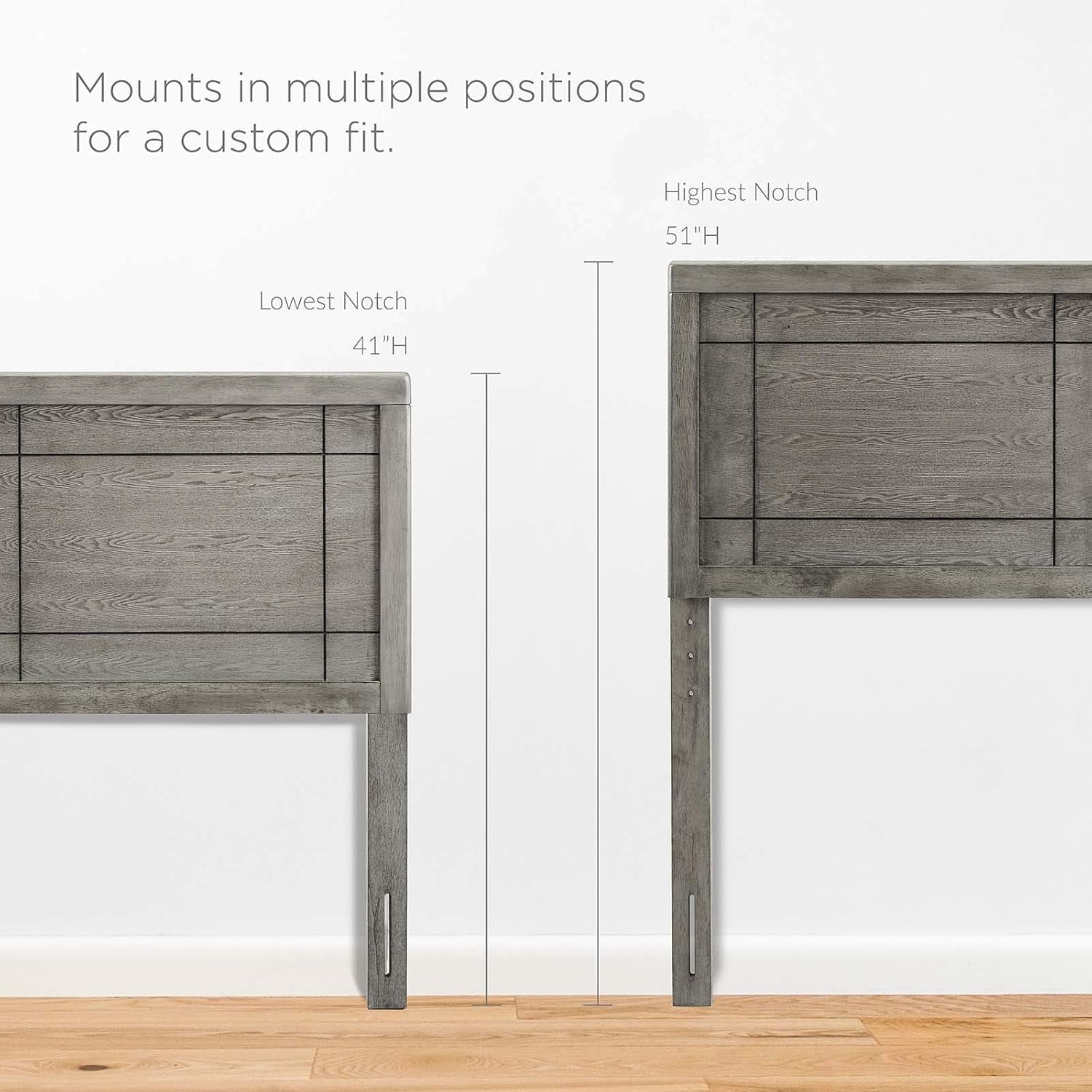 MOD-6221-GRY Archie Full Wood Headboard, Gray