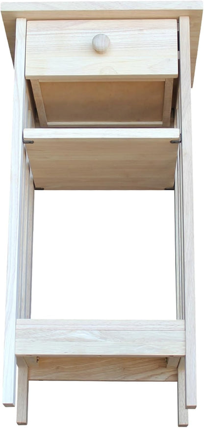 , Mission Telephone Stand , Solid Wood, Real Parawood, 15.6" W X 14.2" D X 30.3" H, Easy Assembly, DIY, Paint or Stain Your Way, Unfinished