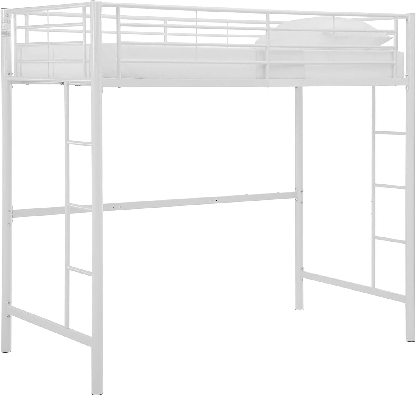 Timothee Urban Industrial Metal Twin over Loft Bunk Bed, Twin Size, White