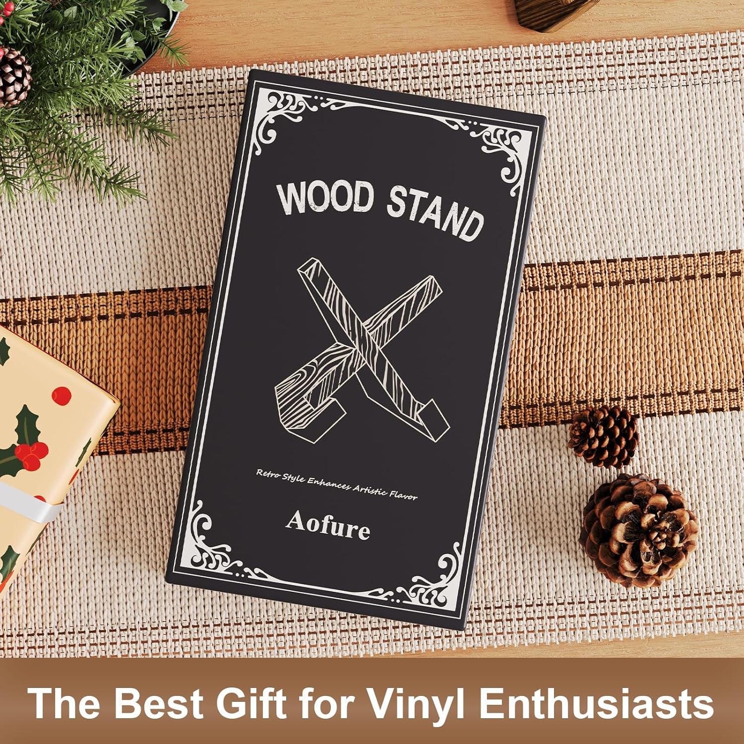 Now Playing Vinyl Record Stand, Single Wood Vinyl Record Display, 1 Second Assemble Now Spinning Stands, LP Player Accessories, Wooden Album Stand, Plate Holders for Displaying, Gifts for Record Lover