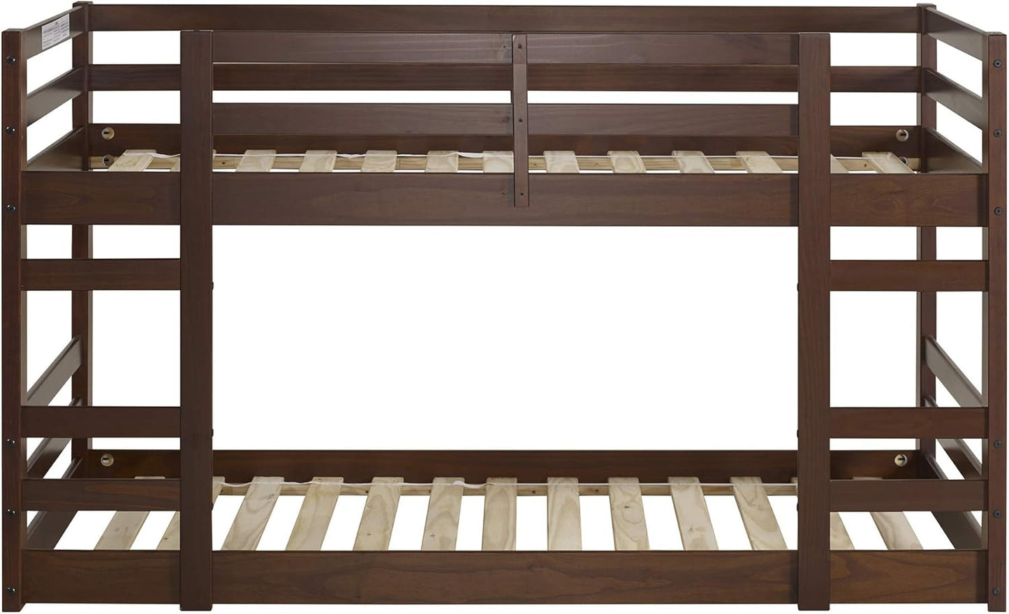 Alexander Classic Solid Wood Stackable Jr Twin over Twin Bunk Bed, Twin over Twin, Walnut