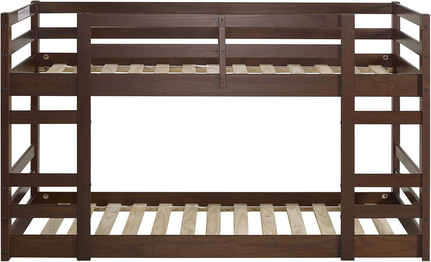 Alexander Classic Solid Wood Stackable Jr Twin over Twin Bunk Bed, Twin over Twin, Walnut