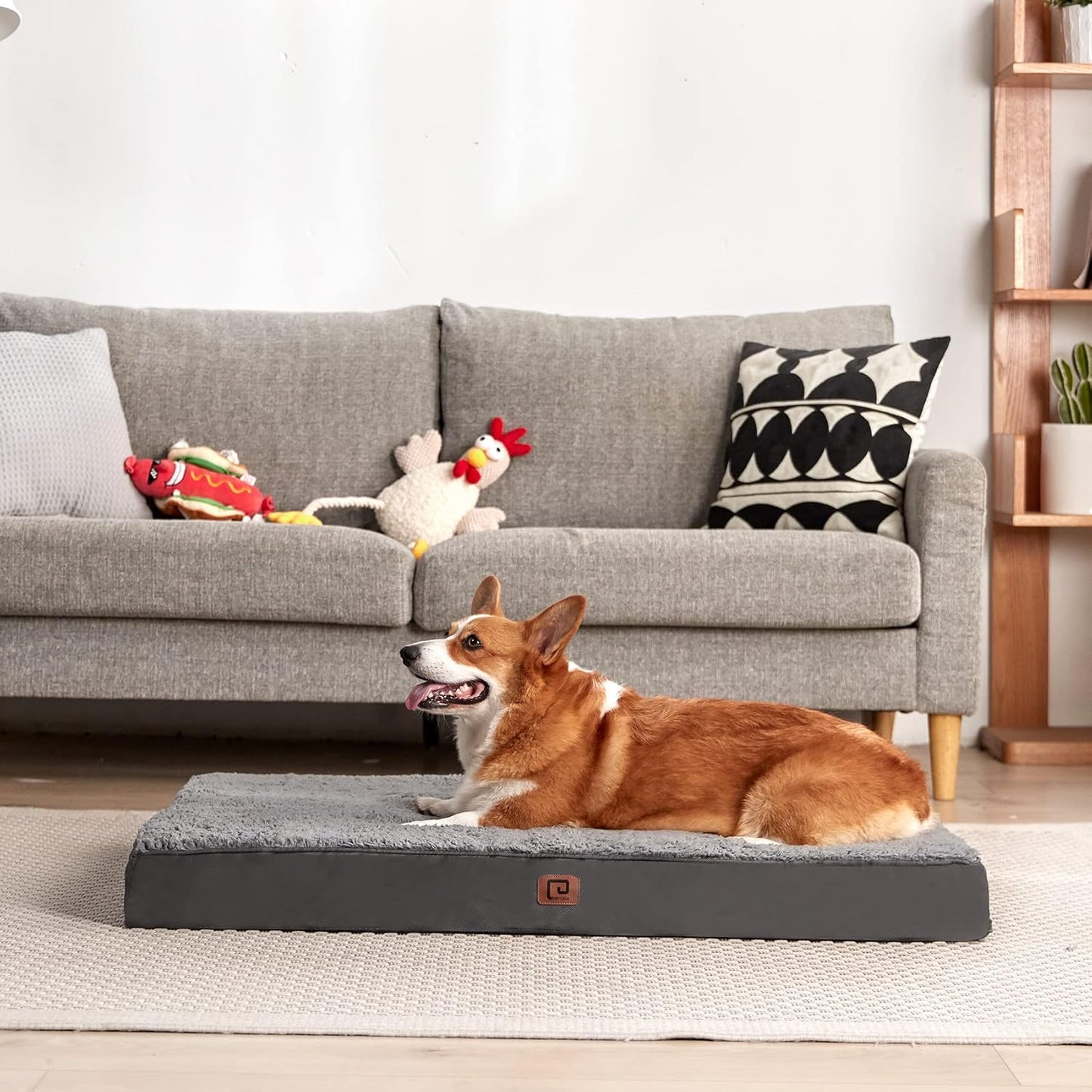 Orthopedic XL Dog Beds for Extra Large Dogs with Removable Washable Cover for Crate, Grey, 41X27