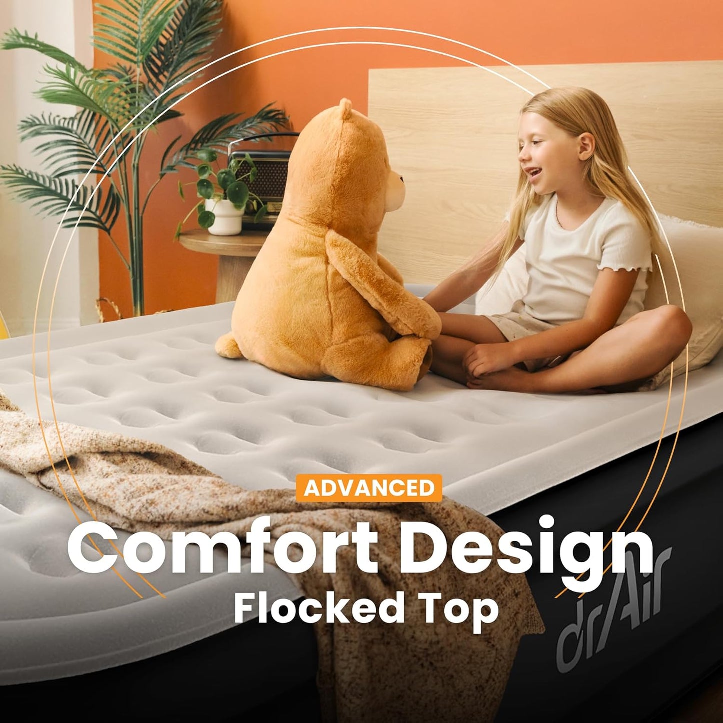 Queen Air Mattress with Built-In Pump, 18" Raised Blow up Mattress, 800 Lbs Max Honeycomb Air Bed, 48Hr Leak-Proof Test, 3Min Inflatable Mattress for Home, Guests, Camping, Colchones Inflables