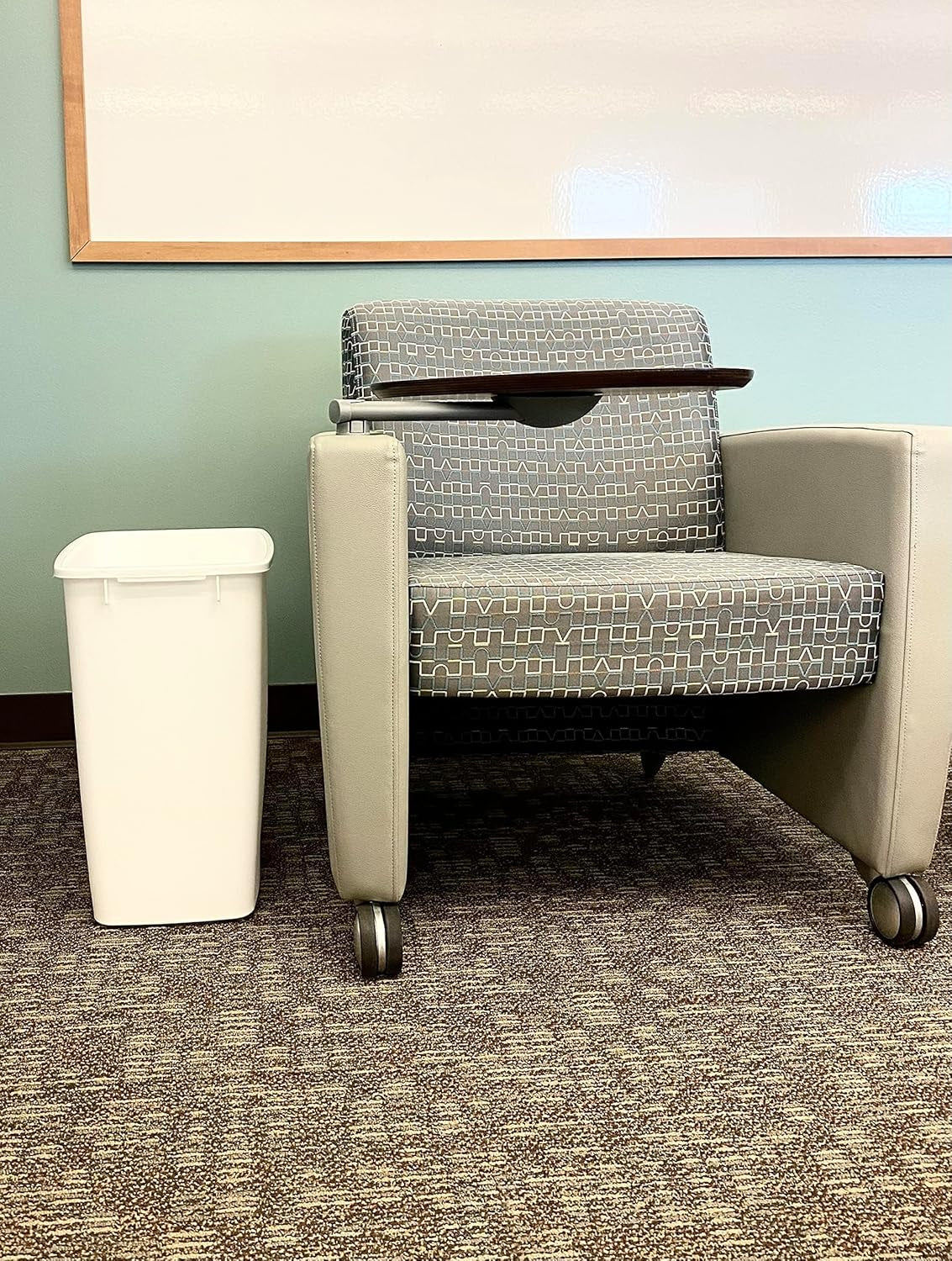 Small Kitchen Bathroom Trash Can, 9 Gallons, White, Waste Basket for under Counter/Kitchen/Office/Bedroom/Bathroom