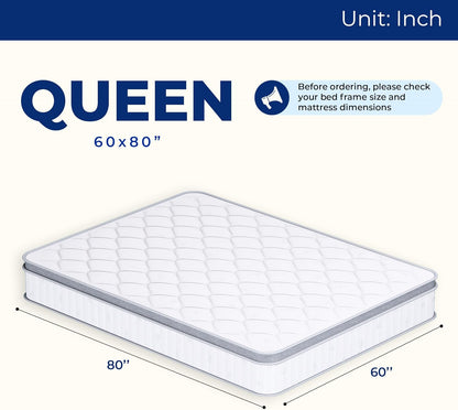 Queen Size Mattress, 12 Inch Hybrid Comfort & Supportive Mattress in a Box, Cooling Gel Memory Foam and Pocket Springs with Pressure Relief, Certipur-Us Certified, Medium Firm