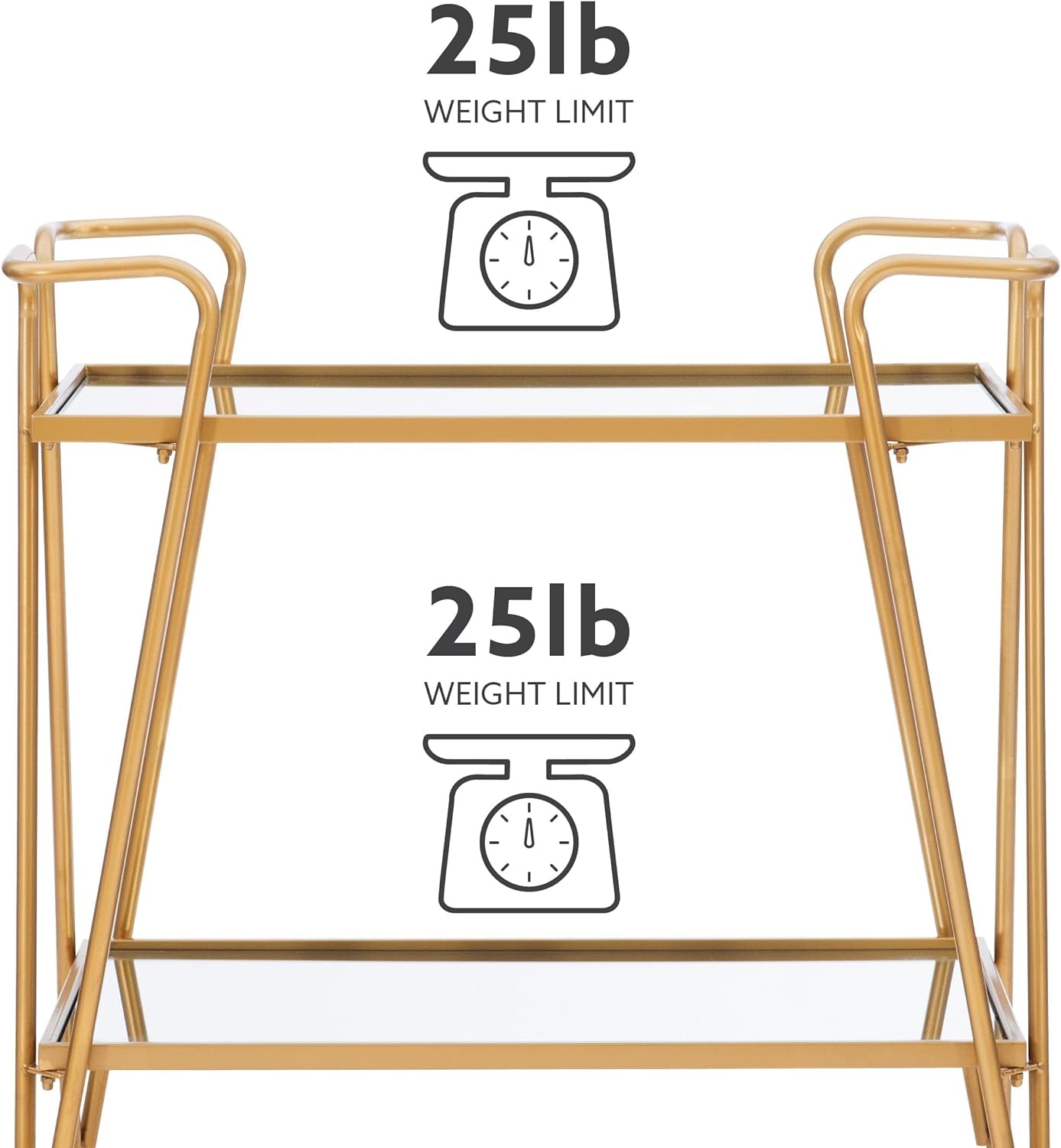 Gina Mid-Century Bar Cart, Gold
