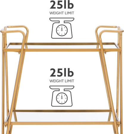 Gina Mid-Century Bar Cart, Gold