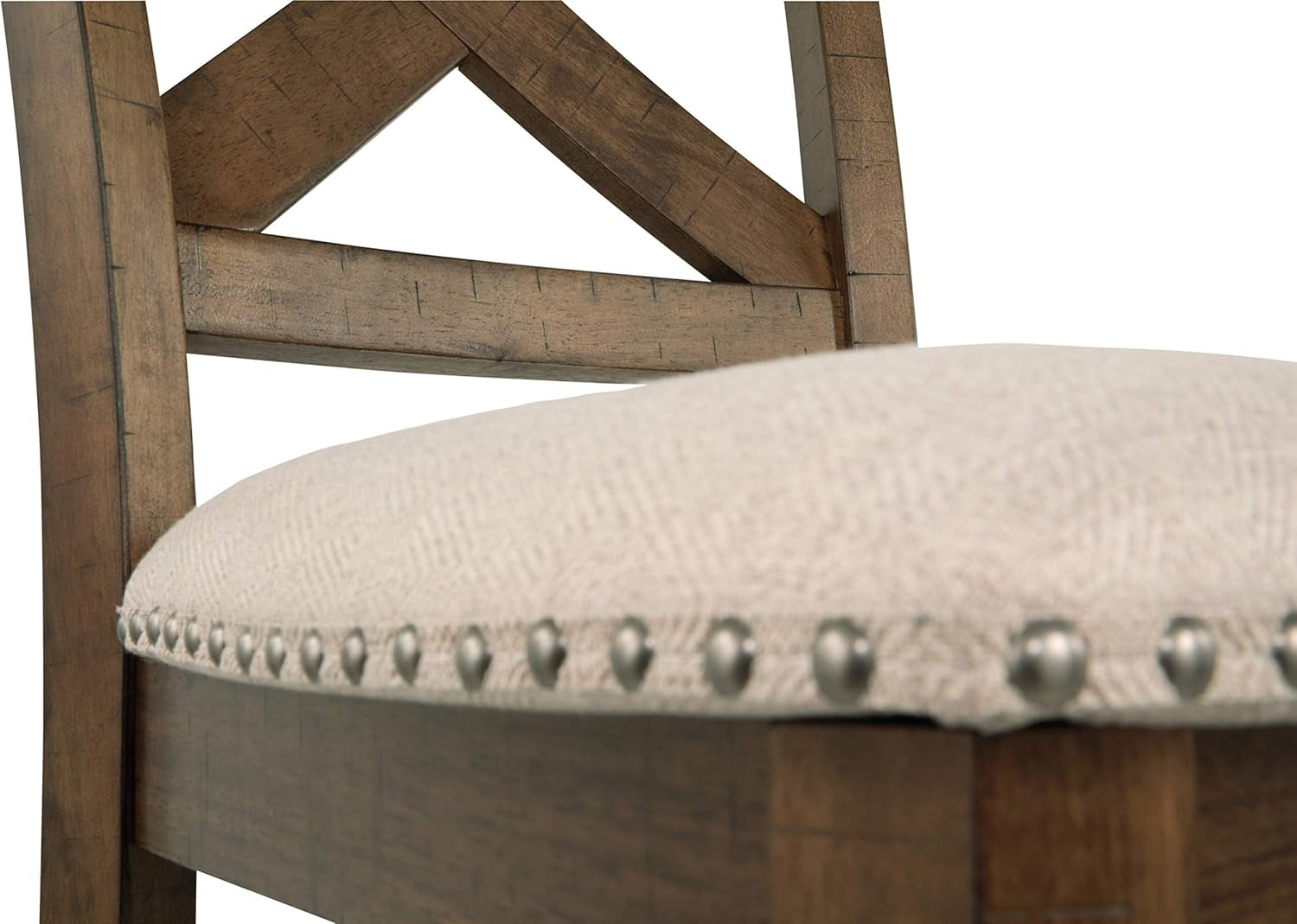 Moriville Rustic Farmhouse 24.5" Upholstered Barstool, 2 Count, Beige & Brown