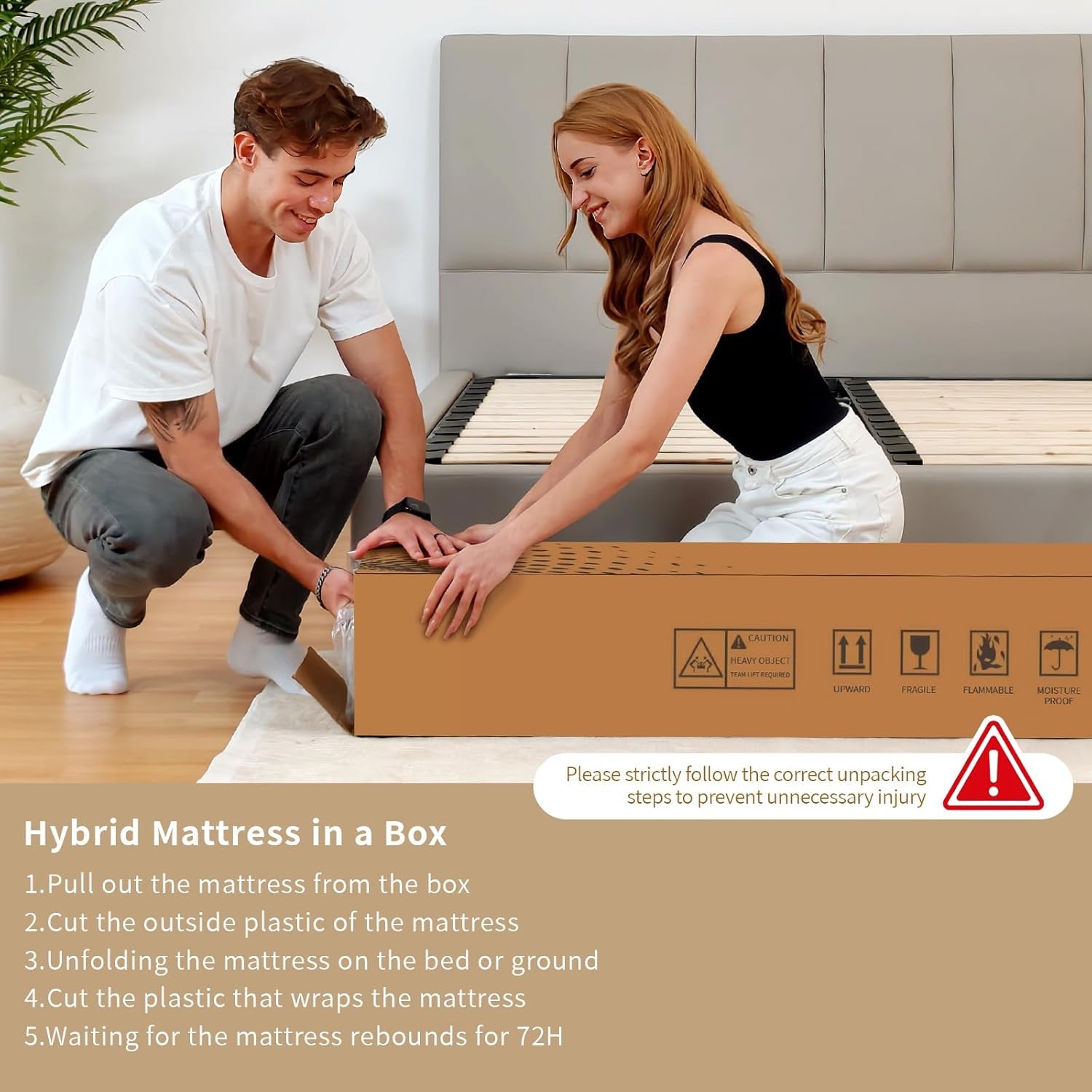 King Size Mattress,14 Inch Hybrid Mattress-Medium Firm Support for Side and Back Sleepers|Pressure-Relieve Memory Foam&Motion-Isolating Pocket Springs for a Quiet Night|Skin-Friendly&Breathable Cotton