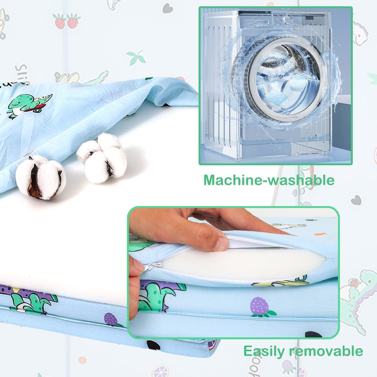 2025 Upgraded Pack and Play Mattress 38" X 26" Soft Firm Premium Foam Pack N Play Mattresses Odorless Breathable Comfort Baby Foam Portable Playpen Mattresses (Tri-Fold Dinosaur)