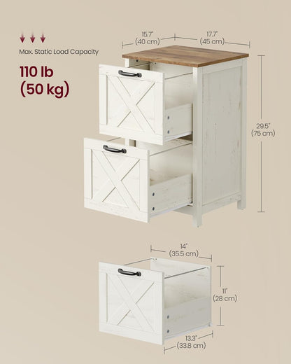 File Cabinet, 2-Drawer Filing Cabinet for Home Office, Modern Farmhouse, Adjustable Hanging Rail for A4 Letter Files, Printer Stand, Study Bedroom, Rustic White and Honey Brown UOFC086WJ02S