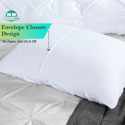 King Pillow Shams Set of 2 Pinch Pleated White Pillow Shams King Size 20X36 Pillow Covers 100% Egyptian Cotton 600 Thread Count Soft Skin Friendly Cushion Cover Cases Decorative Pillow Shams for Bed