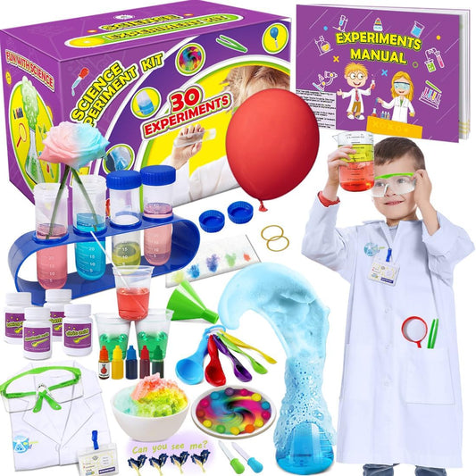 30 Experiments Science Kit for Kids with Lab Coat, Chemistry Set STEM Toys Birthday Gifts for Boys Girls, Scientist Costume Role Play Tools Educational Learning Set
