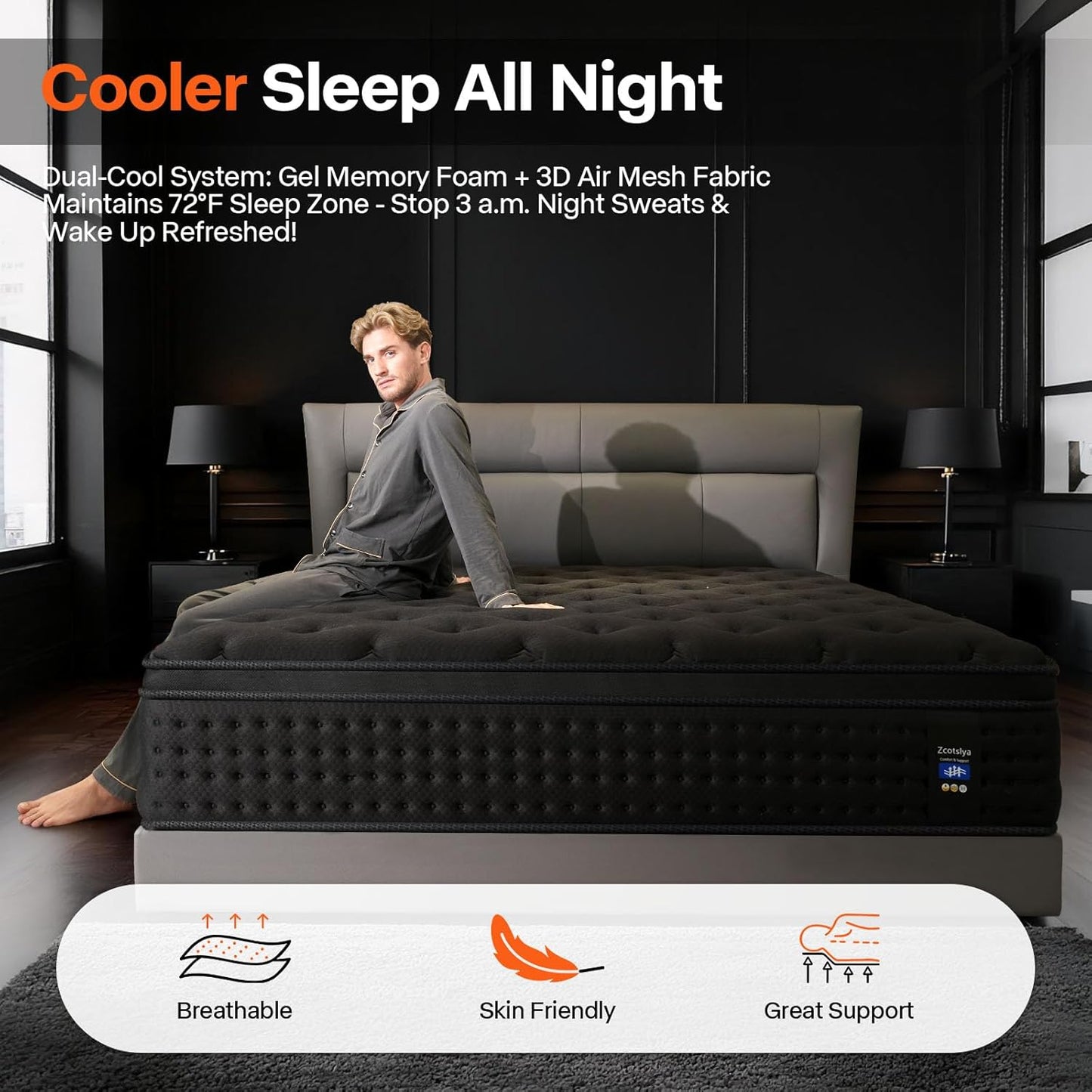 Queen Mattress, 10 Inch Hybrid Mattress in a Box, Medium Firm, Memory Foam and Individual Pocket Springs for Motion Isolation, Comfortable and Pressure Relief, Black